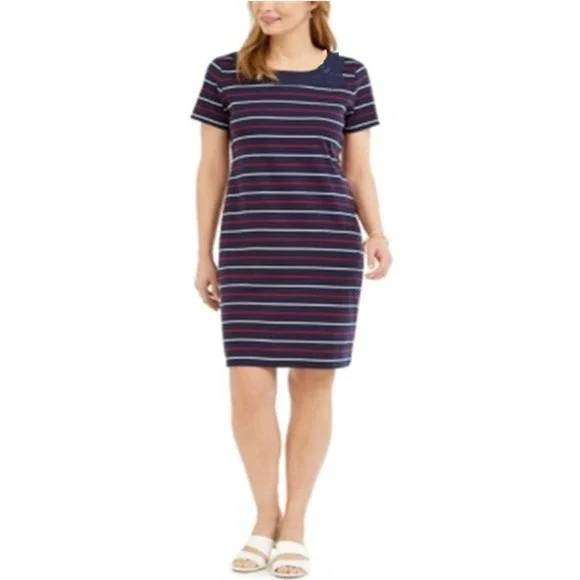 Talbots | Dresses | Talbots Active Small Tshirt Dress Comfort Lounge Beefy  Sporty Stripe Relaxed | Poshmark